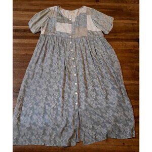 Vtg April Too Cornell One Size Boho Cottagecore Pleated Patchwork Maxi Dress